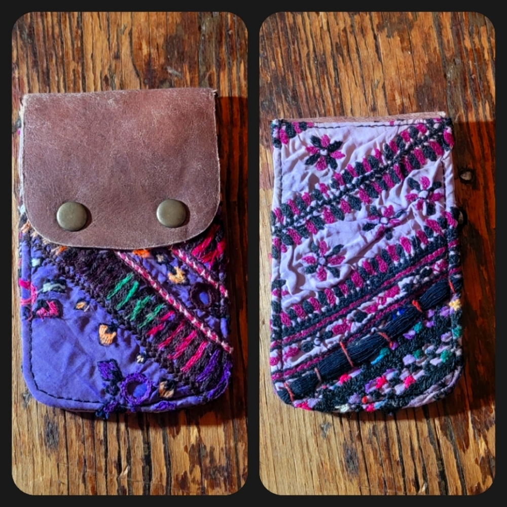 🕺🥂 Free People Boho Embroidered Repurposed vtg banjara Wallet Card Case
